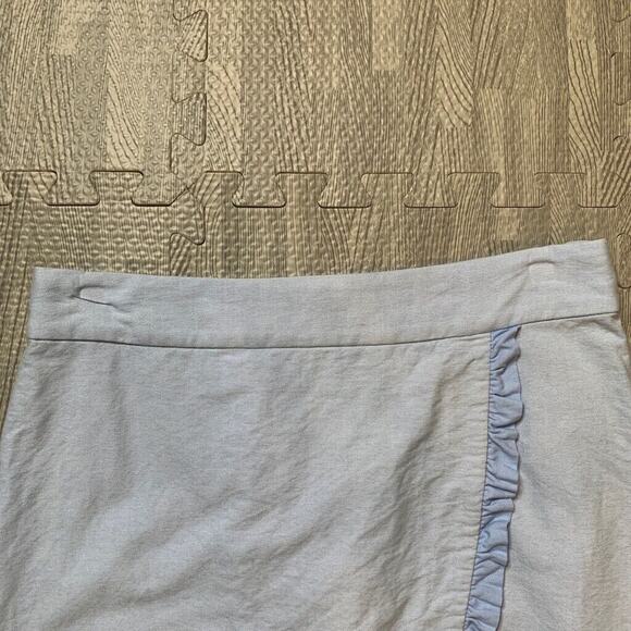 J Crew Skirt Womens 2 Periwinkle Oxford Nantucket Ruffle Faux Wrap Back Zip - Picture 3 of 12